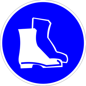 M05 работать в защитной обуви (пластик, 200х200 мм) - Охрана труда на строительных площадках - Знаки безопасности - Магазин охраны труда ИЗО Стиль